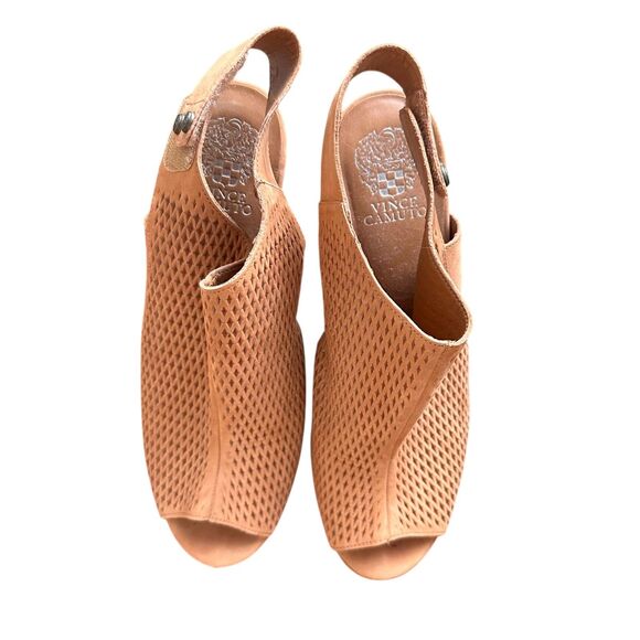 VINCE CAMUTO Jace Peanut Heeled Slingback Sandal Brown Sz 11 - Picture 6 of 6